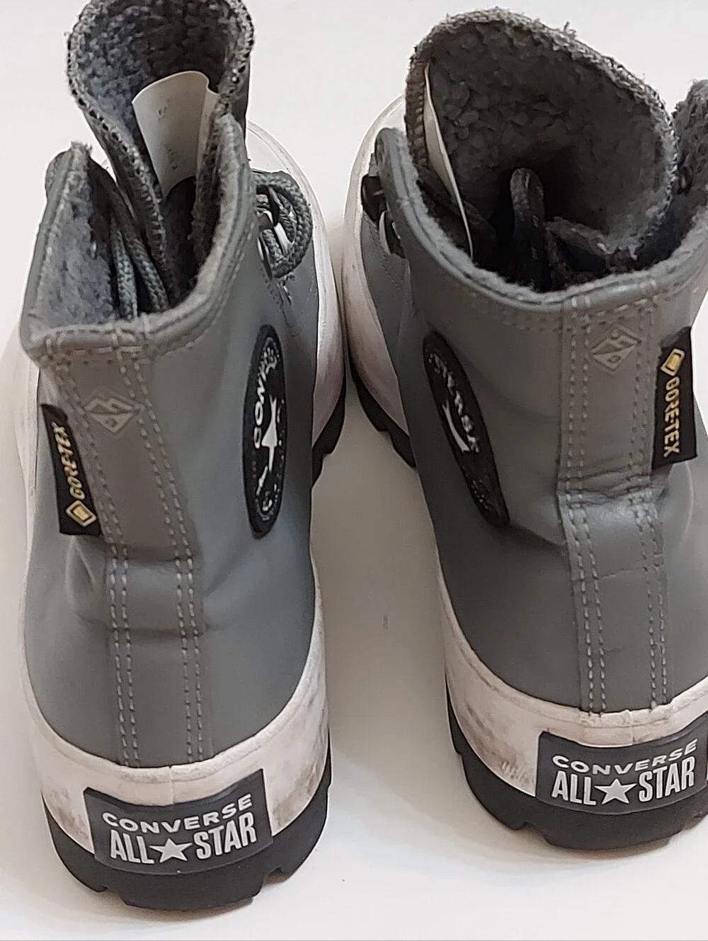 Converse Green-Gray High-Top Platform Sneakers